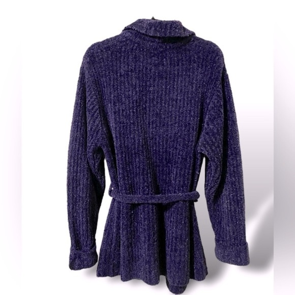 EMILY ROSE Belted Chunky Cardigan Sweater Women’s Size M Sparkling Purpl… - Picture 6 of 6